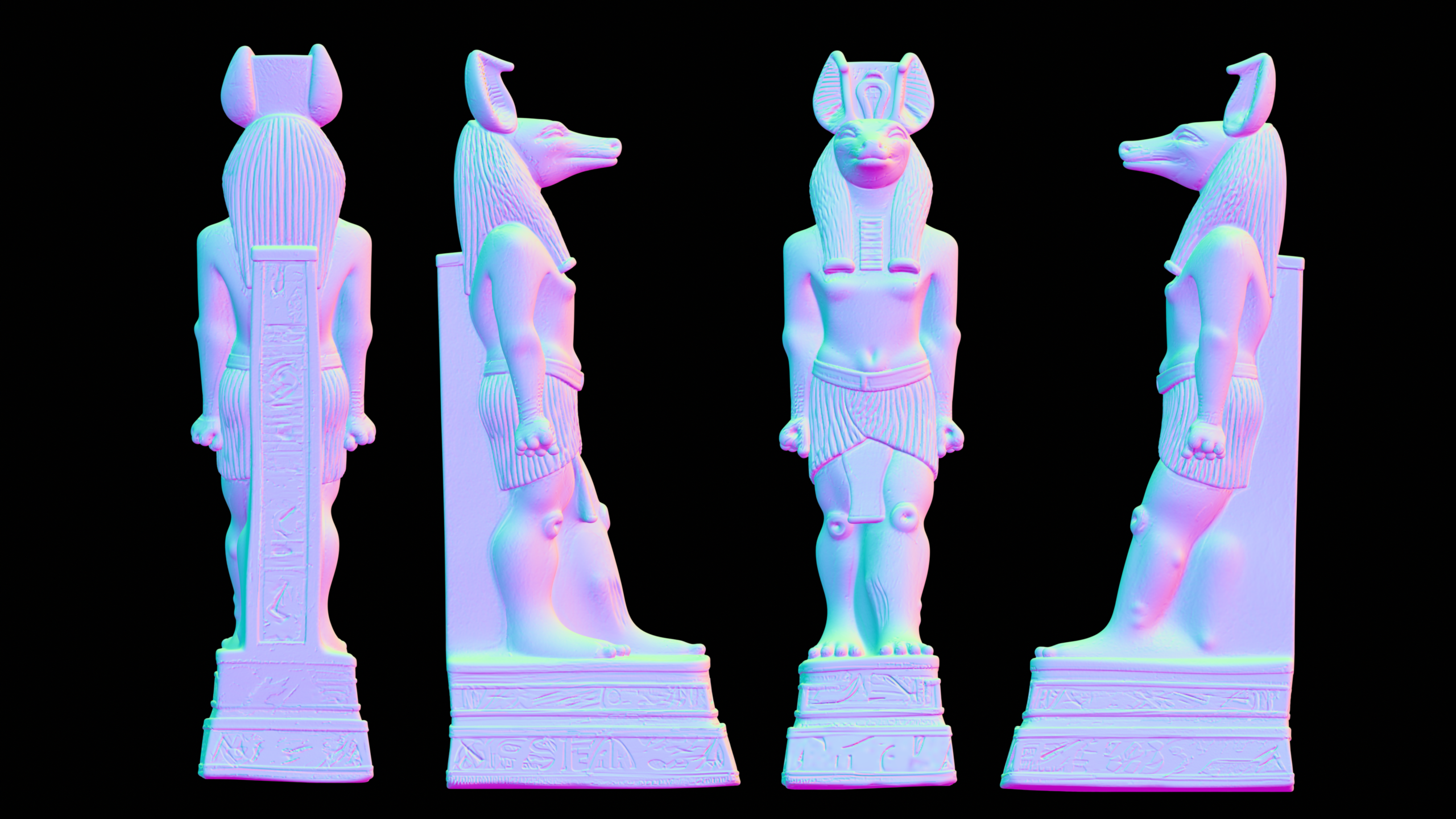 Anubis God B.C Rare Antique Pharaonic Stone_Normal Map